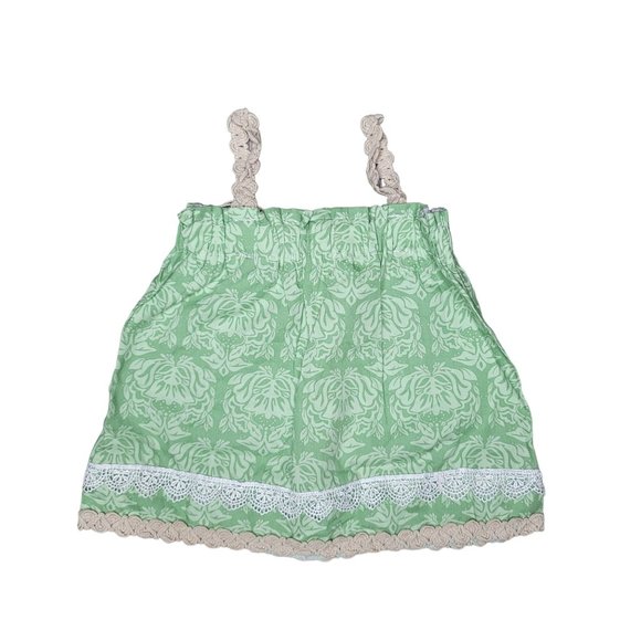 Sado NWT green boho Fleur-de-lis lace strappy tank top with big bow detail SZ 3T - Picture 4 of 6